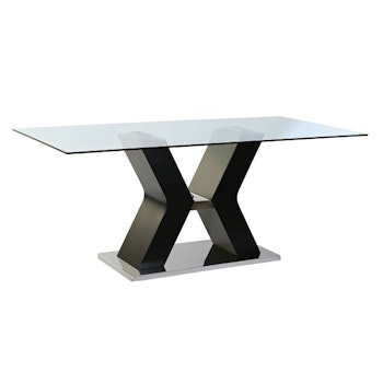 Matsalsbord DKD Home Decor Svart Härdat glas Trä MDF (180 x 90 x 76 cm)