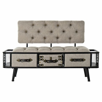 Sittpall DKD Home Decor Svart Beige Metall PU (120 x 50 x 76 cm).