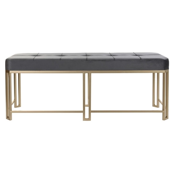 Sittpall DKD Home Decor Grå Metall Sammet (120 x 40 x 47 cm)