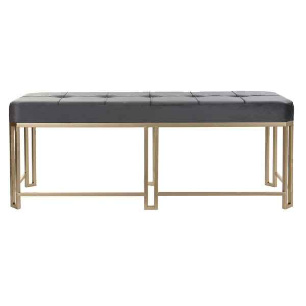 Sittpall DKD Home Decor Grå Metall Sammet (120 x 40 x 47 cm)