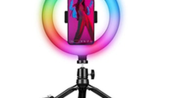 Selfie -ringljus med stativ och fjärrkontroll Celly CLICKRINGRGBBK