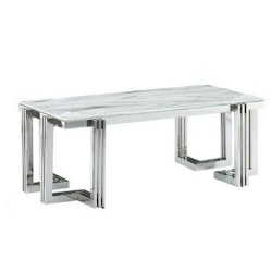 Soffbord DKD Home Decor Vit Silvrig Glas Stål 120 x 60 x 45 cm