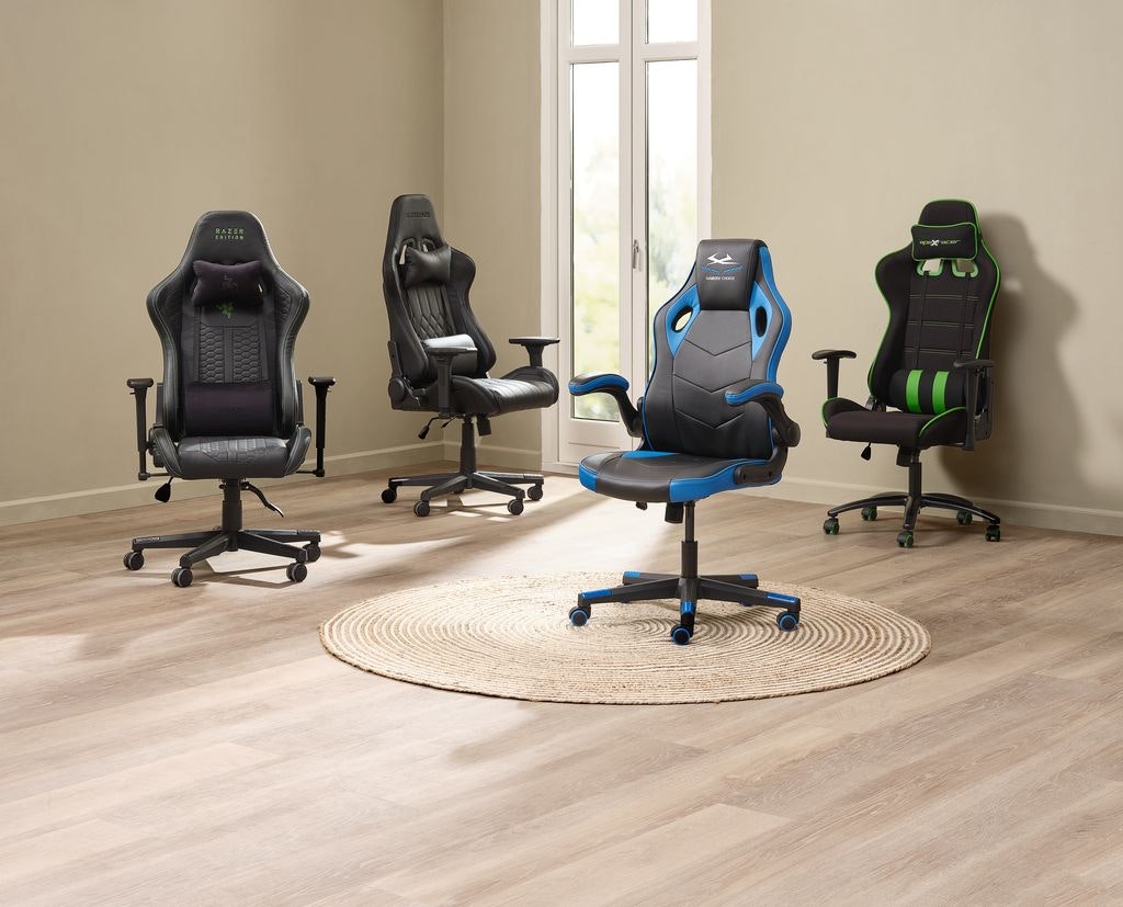 Gamingstol svart/blå konstläder/mesh