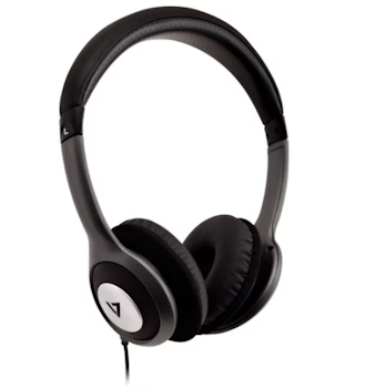 V7 HA520-2EP Over-Ear Stereo Hörlurar – Svart & Grå – Hög Kvalitet med 3,5 mm Jack och 1,80 m Kabel