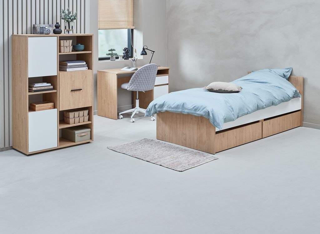 BILLUND Skrivbord – Vit/Ek 53x120 cm – Stilrent och Funktionellt