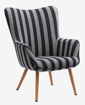 SIMESTED Fåtölj – Randig Svart/Beige i Tyg – Elegant och Bekväm