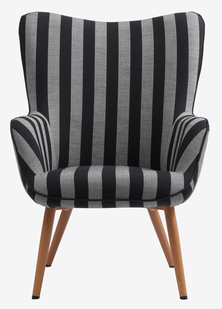 SIMESTED Fåtölj – Randig Svart/Beige i Tyg – Elegant och Bekväm