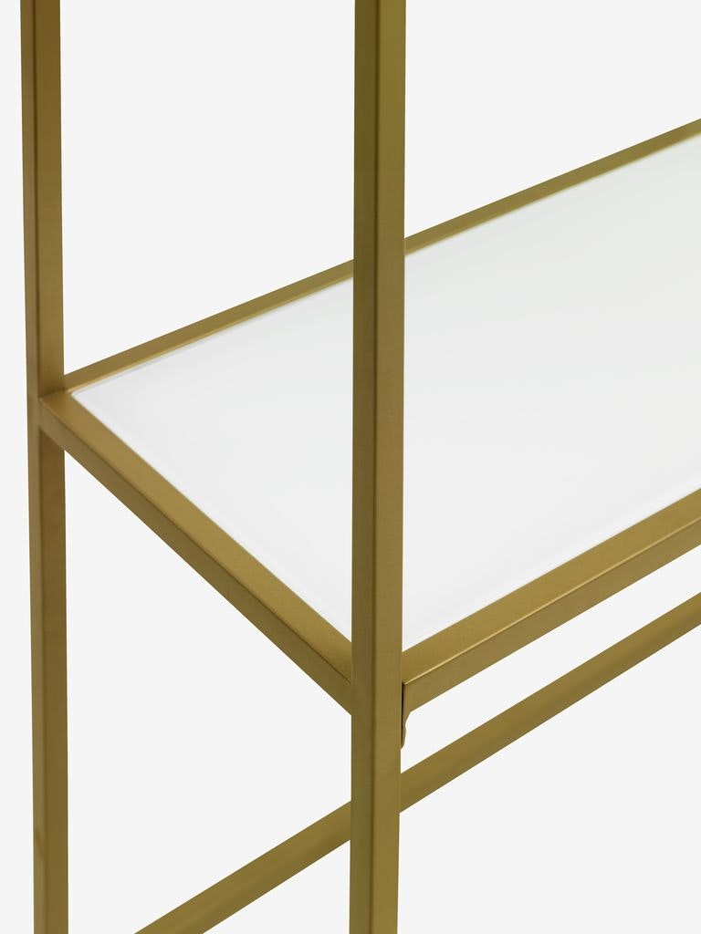 Avlastningsbord PANDRUP 30x110 – Stilrent i Vit och Guld för Ditt Hem!