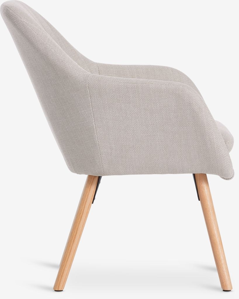 Fåtölj UDSBJERG – Elegant Beige Tyg med Ekben för Komfort och Stil!