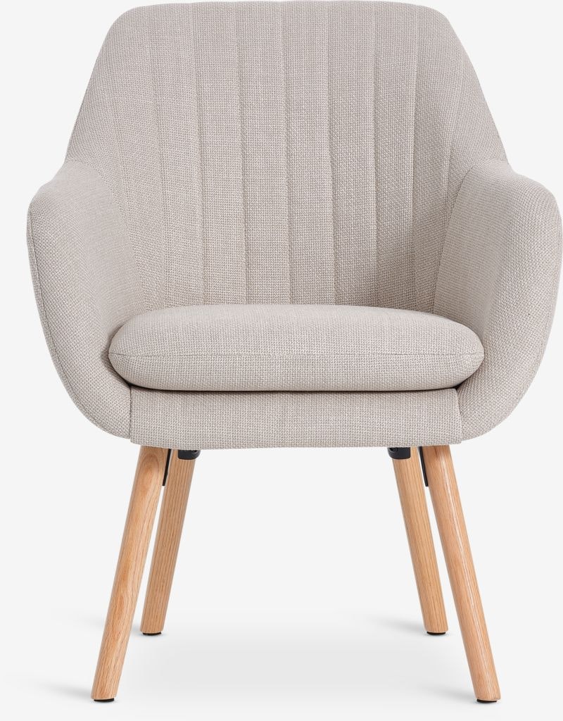 Fåtölj UDSBJERG – Elegant Beige Tyg med Ekben för Komfort och Stil!