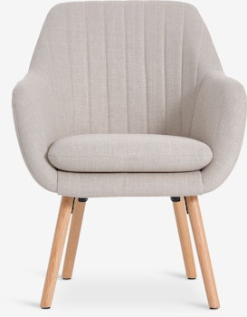 Fåtölj UDSBJERG – Elegant Beige Tyg med Ekben för Komfort och Stil!
