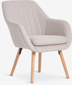 Fåtölj UDSBJERG – Elegant Beige Tyg med Ekben för Komfort och Stil!