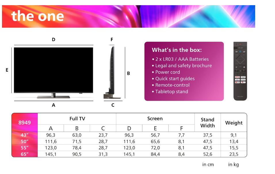 Philips 43" 50" 55"" 55PUS8949 – 4K LED-TV med 144 Hz och Ambilight för en Oslagbar TV- och Gamingupplevelse!