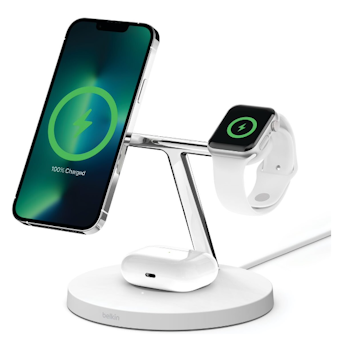 Belkin MagSafe 3-i-1 Trådlös Laddare – 15W Snabbladdning för iPhone, AirPods och Apple Watch!