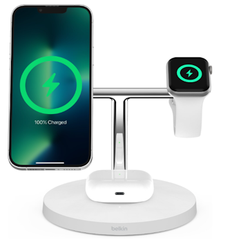 Belkin MagSafe 3-i-1 Trådlös Laddare – 15W Snabbladdning för iPhone, AirPods och Apple Watch!