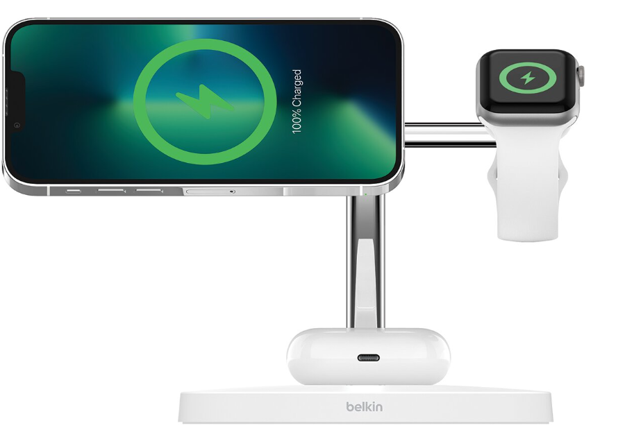 Belkin MagSafe 3-i-1 Trådlös Laddare – 15W Snabbladdning för iPhone, AirPods och Apple Watch!