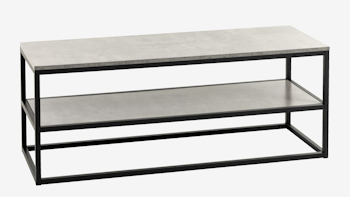 DOKKEDAL TV-bänk – Stilren Betongfärgad Design med Svarta Detaljer