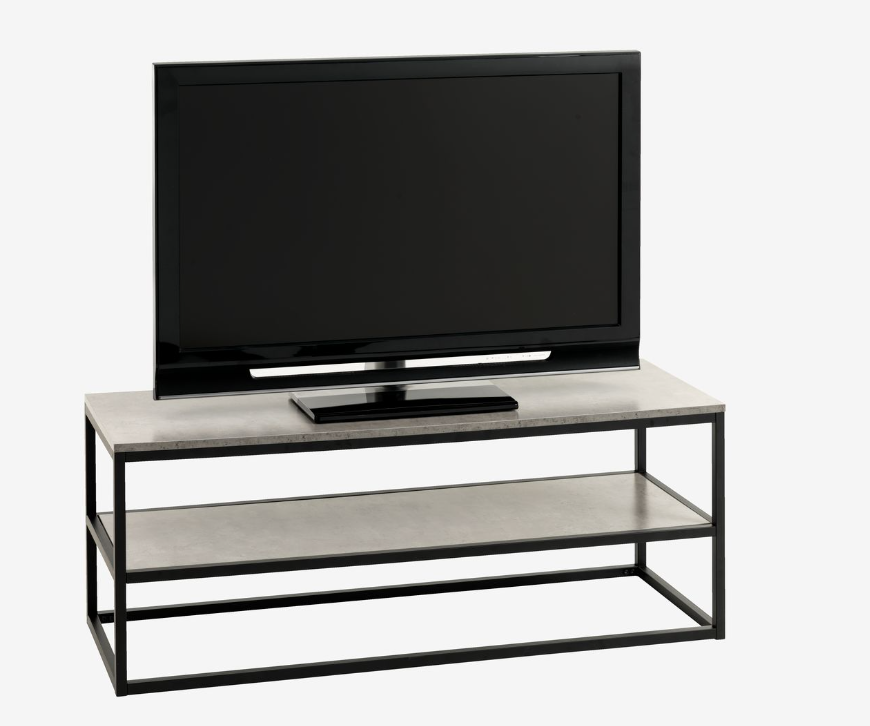 DOKKEDAL TV-bänk – Stilren Betongfärgad Design med Svarta Detaljer