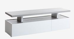 TOFTLUND TV-bänk – Stilren Vit Design med Betongdetaljer för Modern Inredning