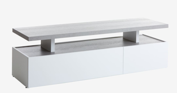 TOFTLUND TV-bänk – Stilren Vit Design med Betongdetaljer för Modern Inredning
