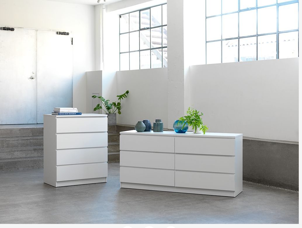Byrå LIMFJORDEN – 3+3 Lådor i Stilren Vit Design för Optimal Förvaring