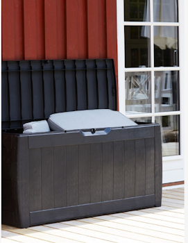 Dynbox BISNAP – 117x58x45 cm Rymlig Förvaringsbox i Svart för Utemöbler