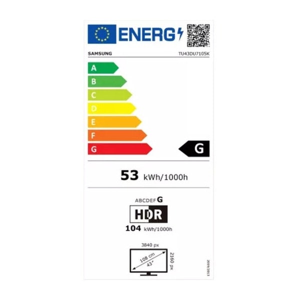 Samsung TU43DU7105 43" 4K Ultra HD LED Smart TV – Skarp Bild och Smart Funktioner i 43-tumsformat