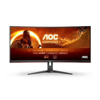 AOC CU34G2XE/BK 34" Ultrawide Gaming Monitor – 144 Hz, Curved, 3440 x 1440, IPS – För En Ultimat Spelupplevelse