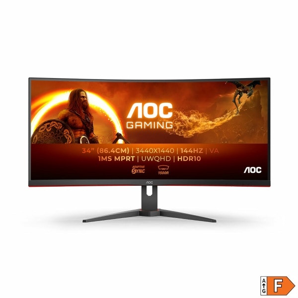 AOC CU34G2XE/BK 34" Ultrawide Gaming Monitor – 144 Hz, Curved, 3440 x 1440, IPS – För En Ultimat Spelupplevelse
