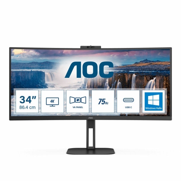 AOC 34" Curved Monitor – 144 Hz, AMD FreeSync, VA-panel, UltraWide, Perfekt för Spel och Multitasking