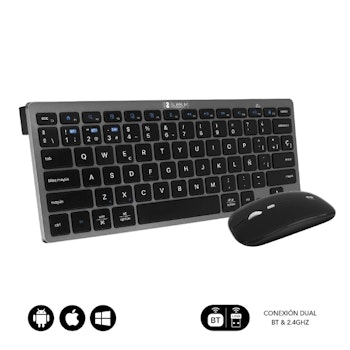 Subblim SUBKBC-OCO020 Tangentbord och Mus – Grå – Ergonomisk & Trådlös