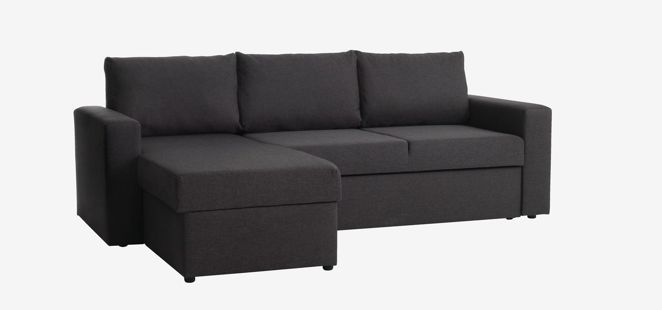 Bäddsoffa Schäslong MARSLEV – Mörkgrått Tyg – Praktisk och Elegant Komfort