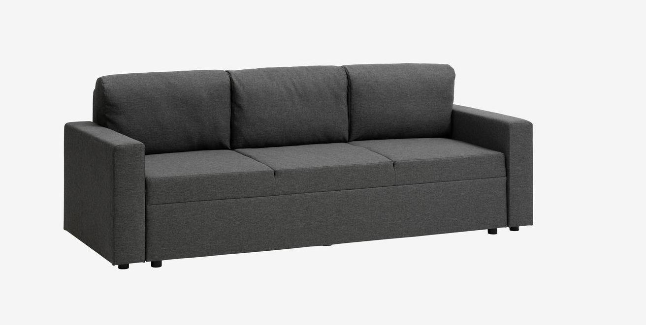 Bäddsoffa MARSLEV 3-sits – Mörkgrått Tyg – Funktionell och Stilren Komfort