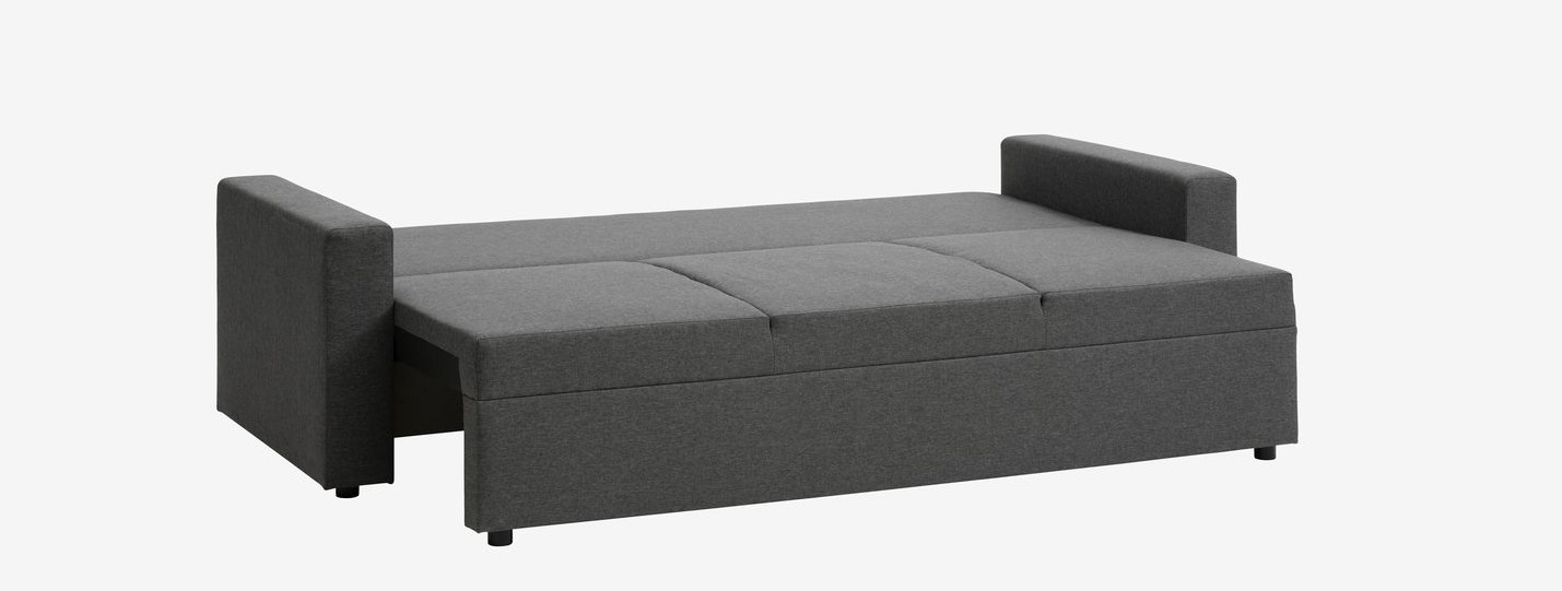 Bäddsoffa MARSLEV 3-sits – Mörkgrått Tyg – Funktionell och Stilren Komfort