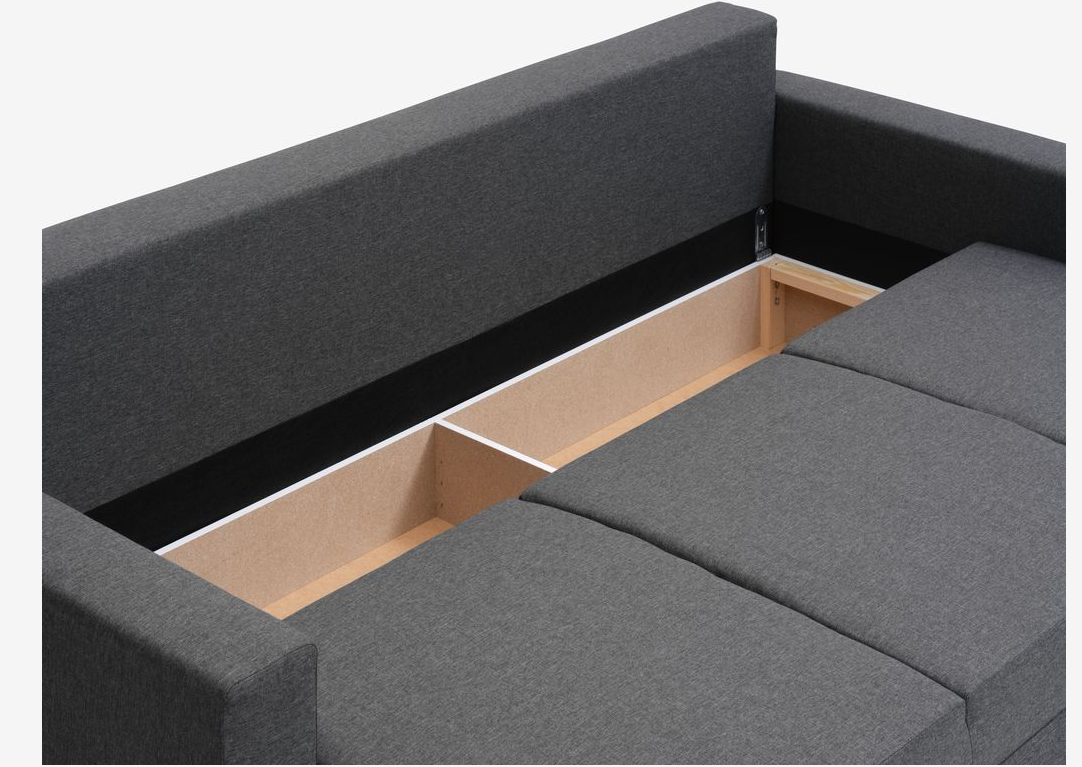 Bäddsoffa MARSLEV 3-sits – Mörkgrått Tyg – Funktionell och Stilren Komfort