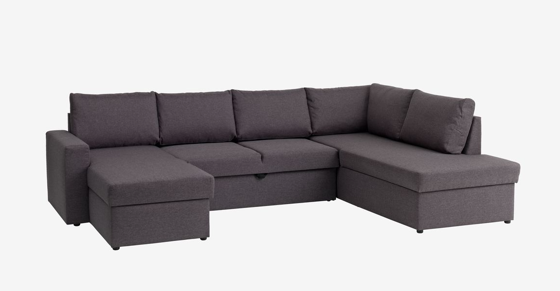 Hörnbäddsoffa MARSLEV – Mörkgrått Tyg – Elegant och Praktisk Lösning för Ditt Hem