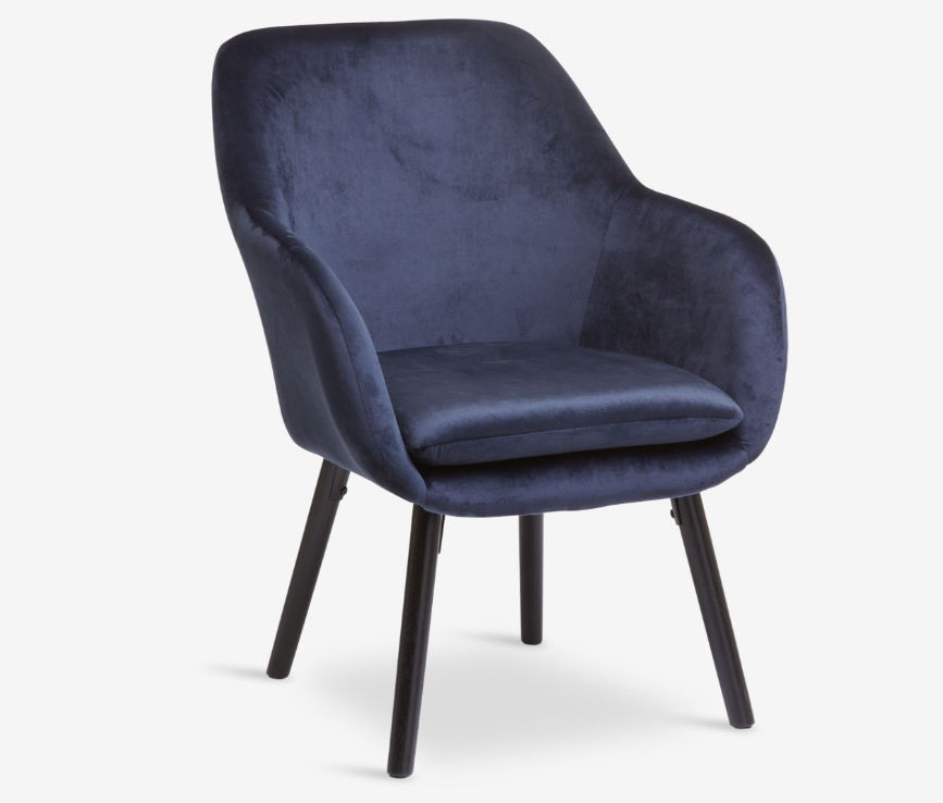 Fåtölj UDSBJERG – Sammet Blå/ Svart – Elegant och Komfortabel Design