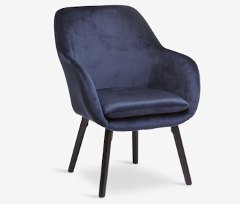 Fåtölj UDSBJERG – Sammet Blå/ Svart – Elegant och Komfortabel Design
