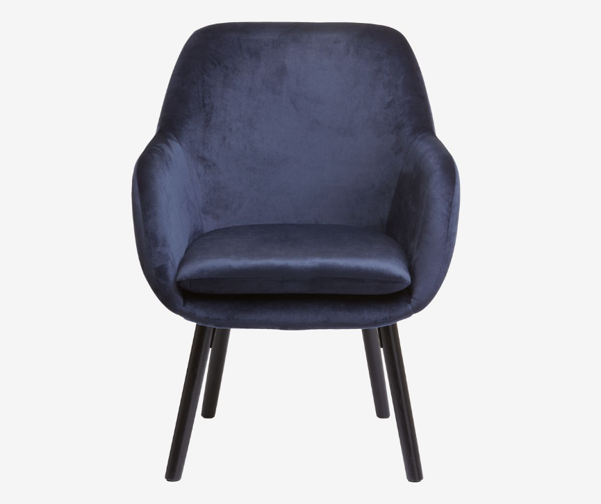 Fåtölj UDSBJERG – Sammet Blå/ Svart – Elegant och Komfortabel Design
