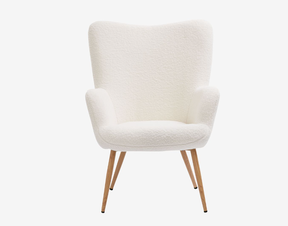 Fåtölj HUNDESTED – Offwhite Teddy/Ekfärgad – Mjuk och Stilren Komfort
