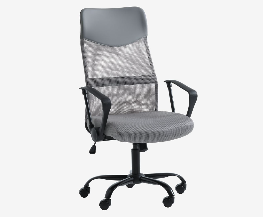 Kontorsstol BILLUM – Grå Mesh/Svart – Stilren och Ergonomisk Komfort