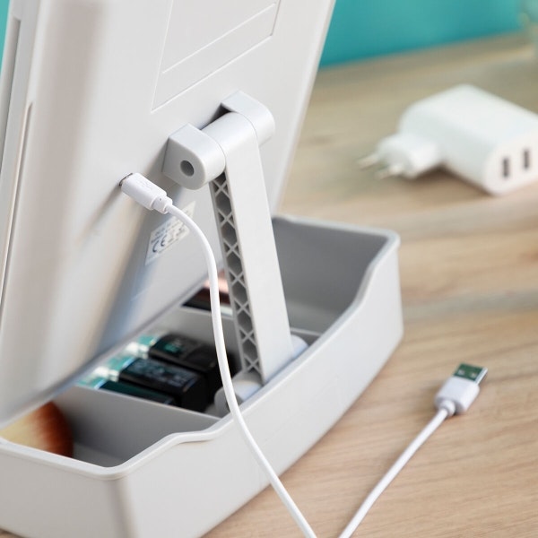 3-i-1 Fällbar LED-spegel med Sminkorganisator Panomir InnovaGoods – Funktion och Elegans i Ett