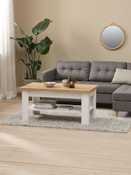 Soffbord MARKSKEL 60x110 cm – Stilren Design i Vit/Ek