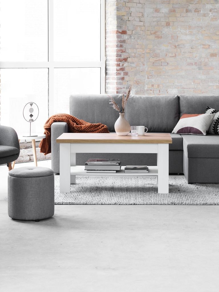 Soffbord MARKSKEL 60x110 cm – Stilren Design i Vit/Ek