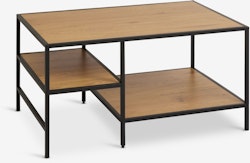 Soffbord TRAPPEDAL 90x60 cm – Ekfärgat med Svarta Detaljer och 2 Hyllor