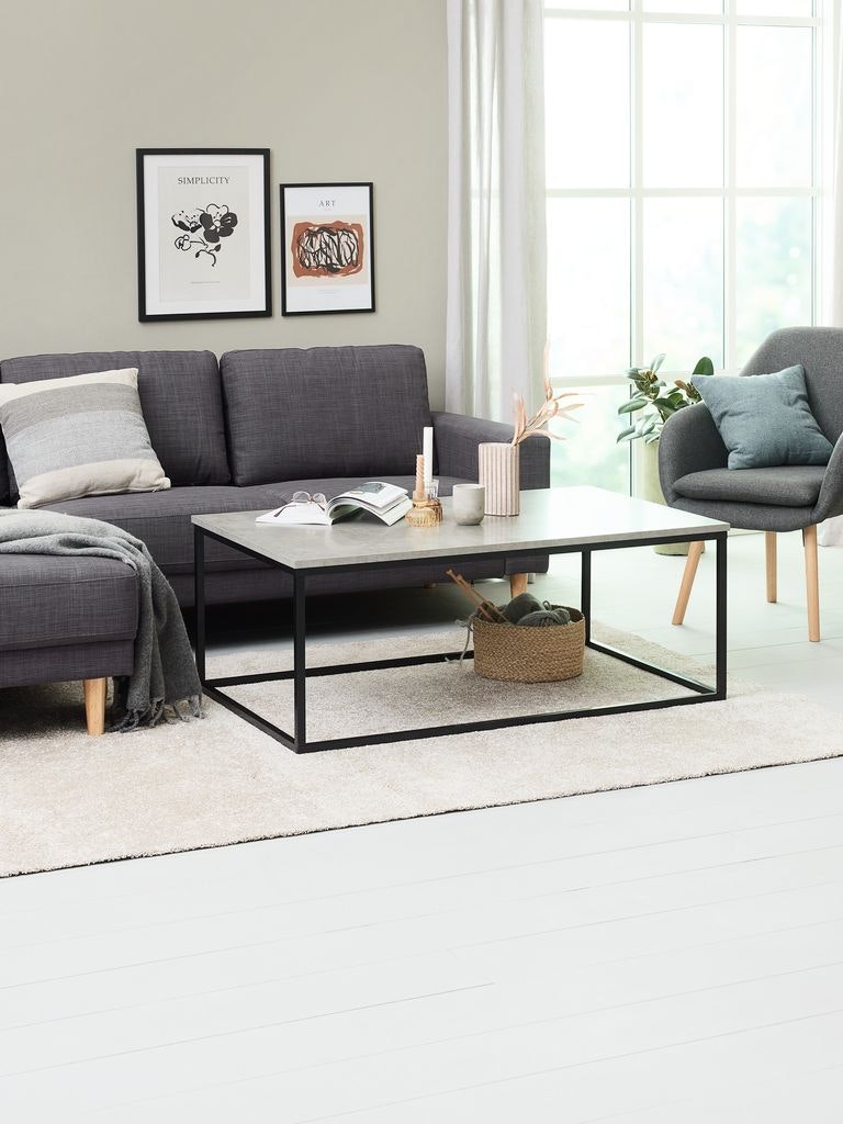 Soffbord DOKKEDAL 75×115 cm – Betongfärgat med Industriell Stil