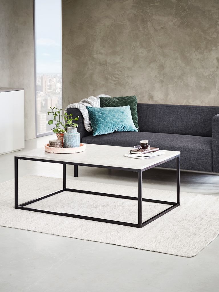 Soffbord DOKKEDAL 75×115 cm – Betongfärgat med Industriell Stil