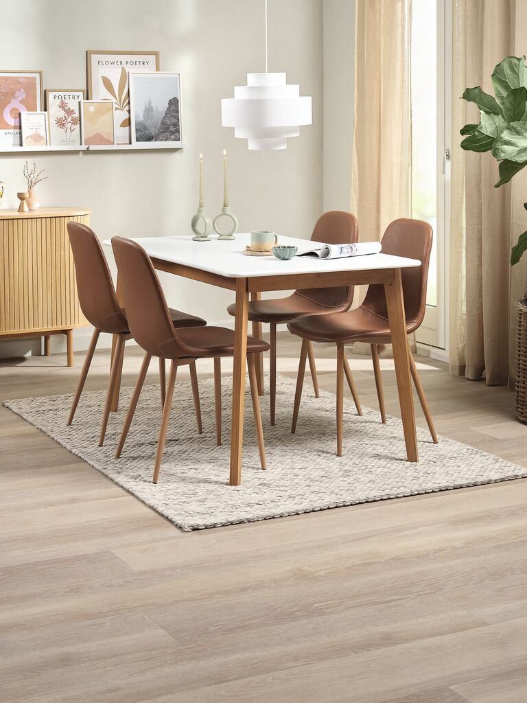 Matbord JEGIND 80x130 – Stilren Vit/Natur Design för Ditt Hem
