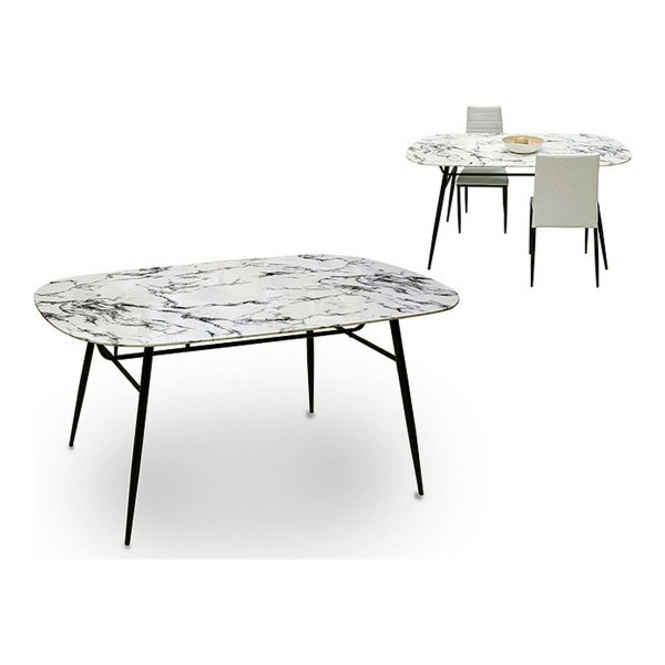 Sidobord i Vit/Svart Metall med Härdat Glas – Elegant Design för Hemmet