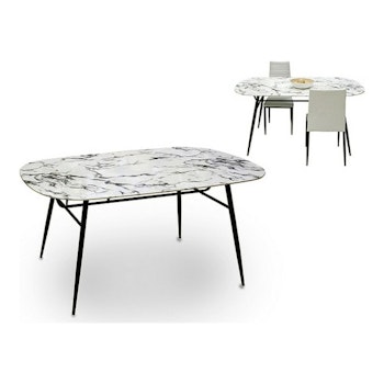 Sidobord i Vit/Svart Metall med Härdat Glas – Elegant Design för Hemmet